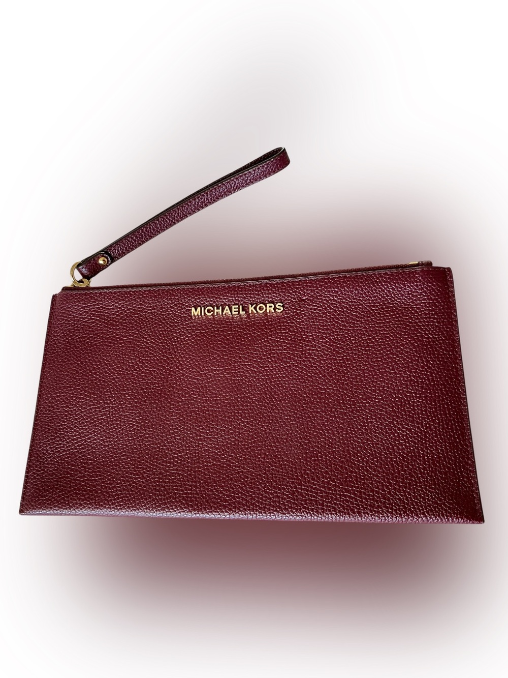 Michael Kors Burgundy/Wine Pebbled Leather Wristlet Clutch Wallet NWOT